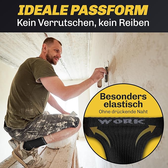 Heldenwerk 10 Paar Premium Werksokken voor Heren – Versterkt Katoen, Comfortabele Tailleband, Duurzaam - Maat 47-50