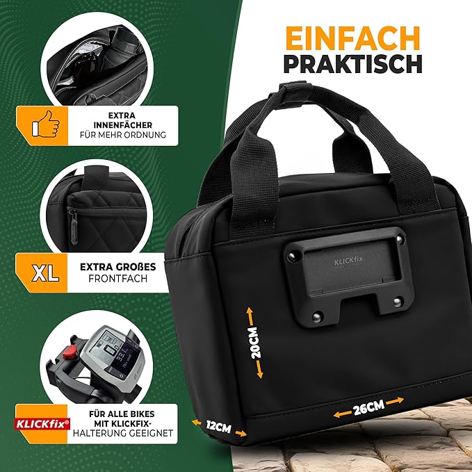 MIVELO Stuurtas – Waterafstotend & Klickfix-Compatibel – 7 liter – Zwart