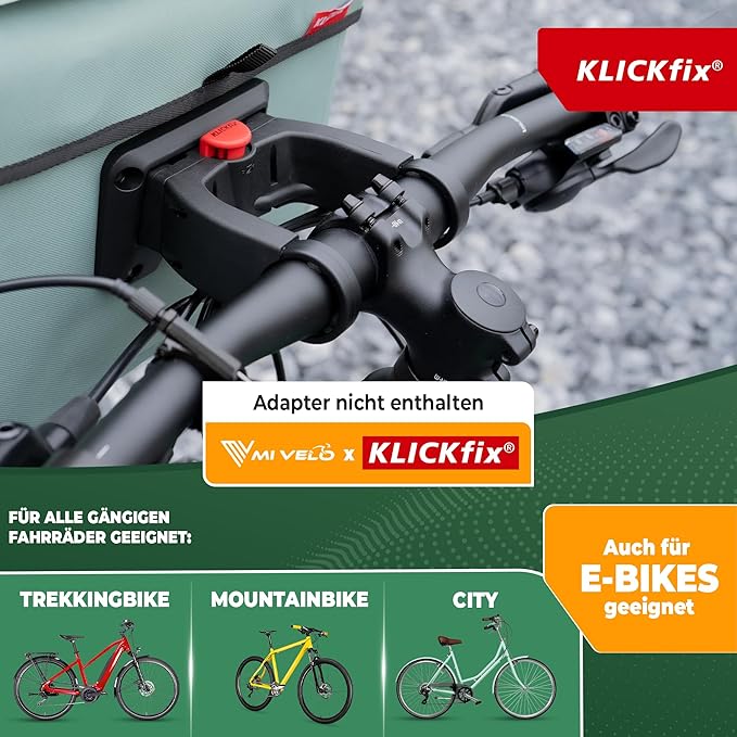 MIVELO - Stuurstas Klickfix Compatibel - 100% Waterdicht & Afneembaar Telefoonvak - Polyester - Mint