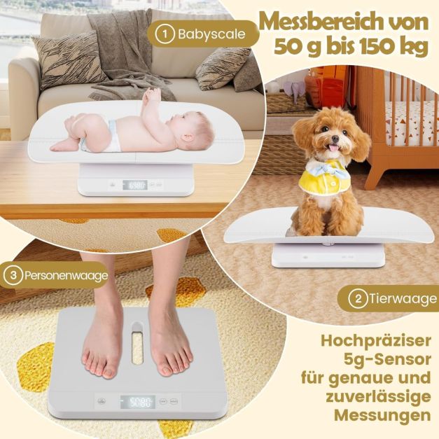 Coast Digitale Babyweegschaal Wit – Kinderweegschaal met Afneembare Meetbak en LED Display – 61 x 33 x 8 cm