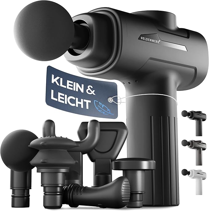 Heldenwerk Massagepistool met 6 opzetstukken – 3200 omw/min, USB-C, spiermassageapparaat - Zwart