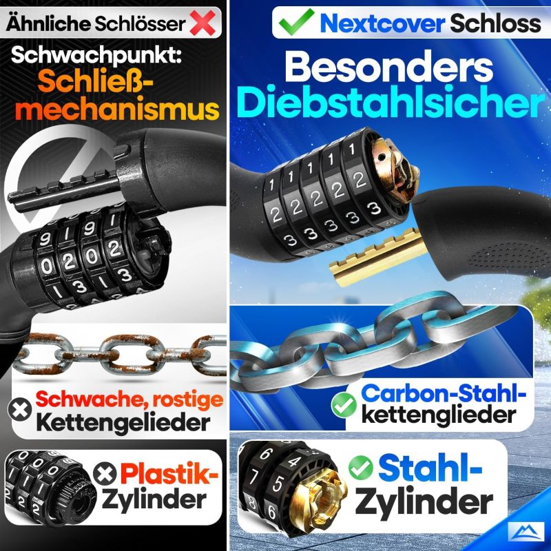 NEXTCOVER® Fietsslot met combinatiecode LockPro - hoge veiligheid - 5-cijferige combinatiecode