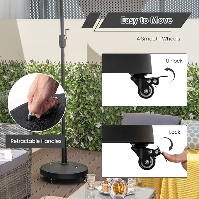 Coast Parasolvoet Op Wielen - Voor Parasolstokken 38/48MM - 24Kg - 52 x 41,5cm