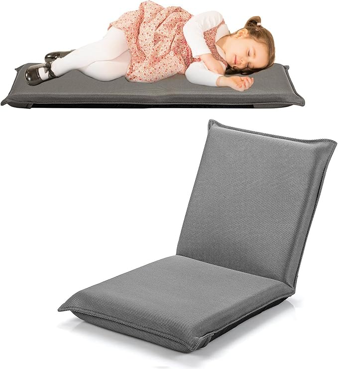 Coast vloerstoel vloer fauteuil met 6-stappen verstelbare rugleuning game fauteuilgevulde grijs