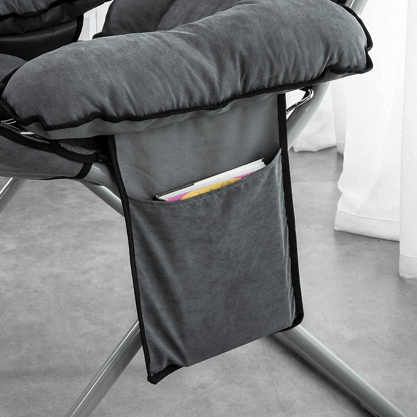 SoBuy Campingstoel met voetensteun - Inklapbaar - Comfortabel - Max. 150 kg - Grijs