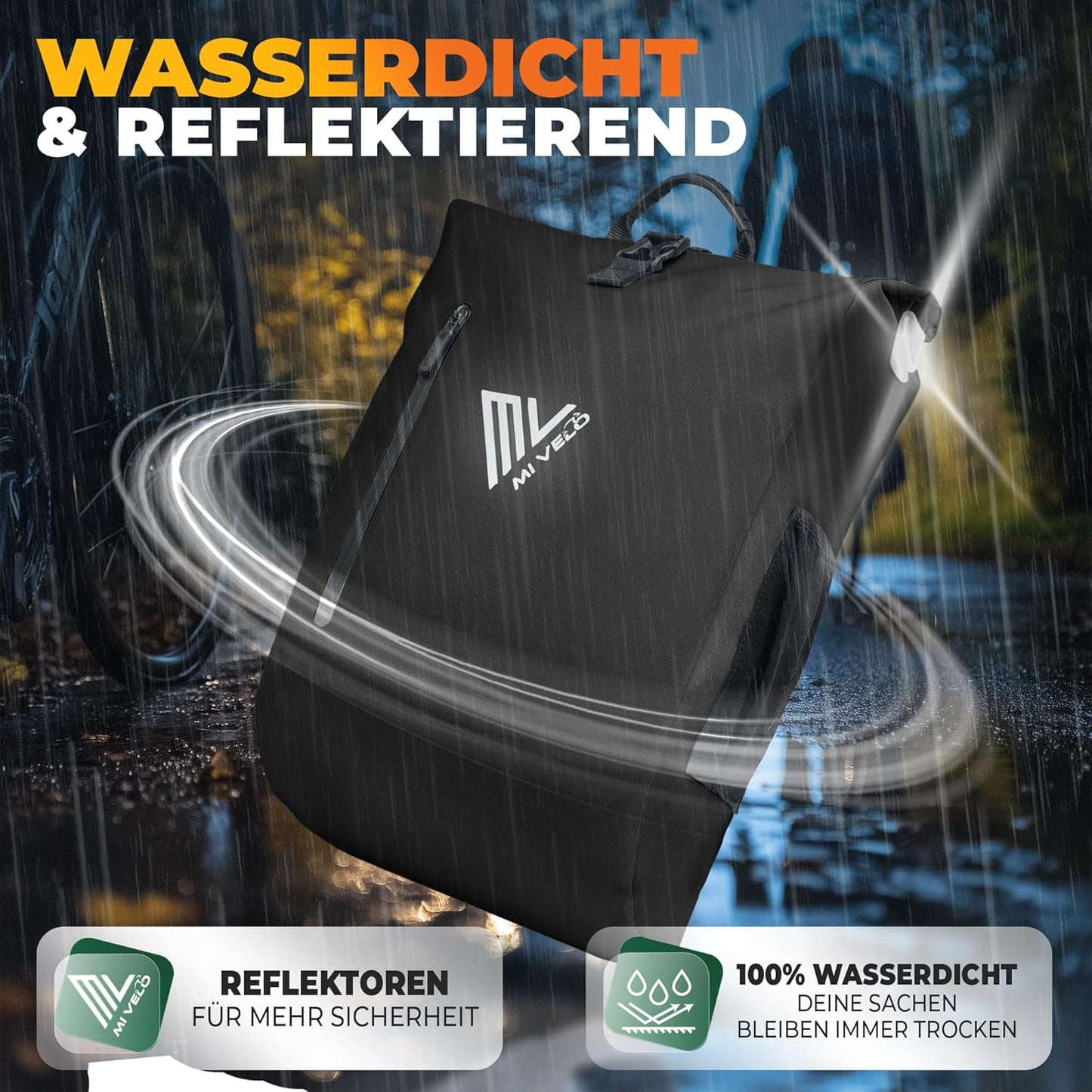 MIVELO 3-in-1 Fietstas – Waterdicht – Rugzak & Schoudertas – Incl. Laptopvak – 20L – Zwart