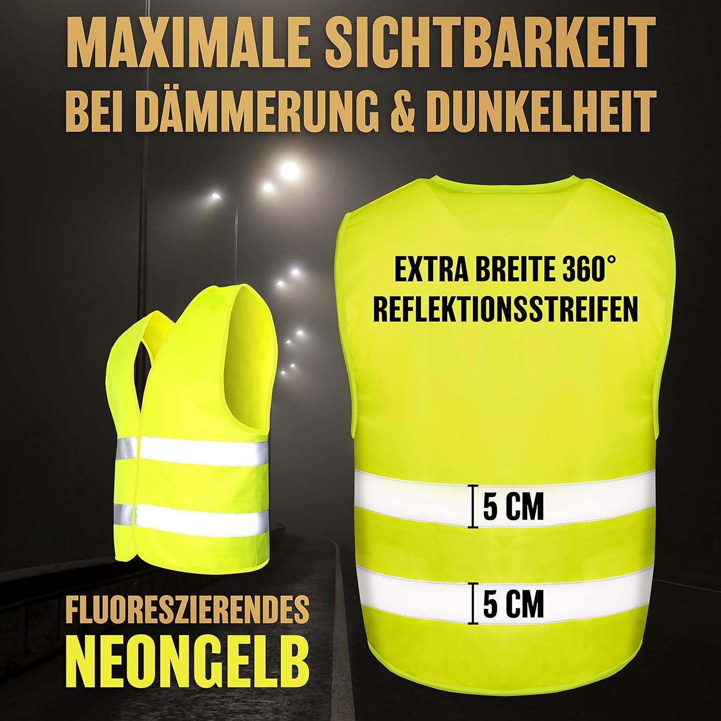Heldenwerk veiligheidsvesten Auto – 5+1 Set – Inclusief Kindervest – Europees Goedgekeurd – Reflecterend – Geel