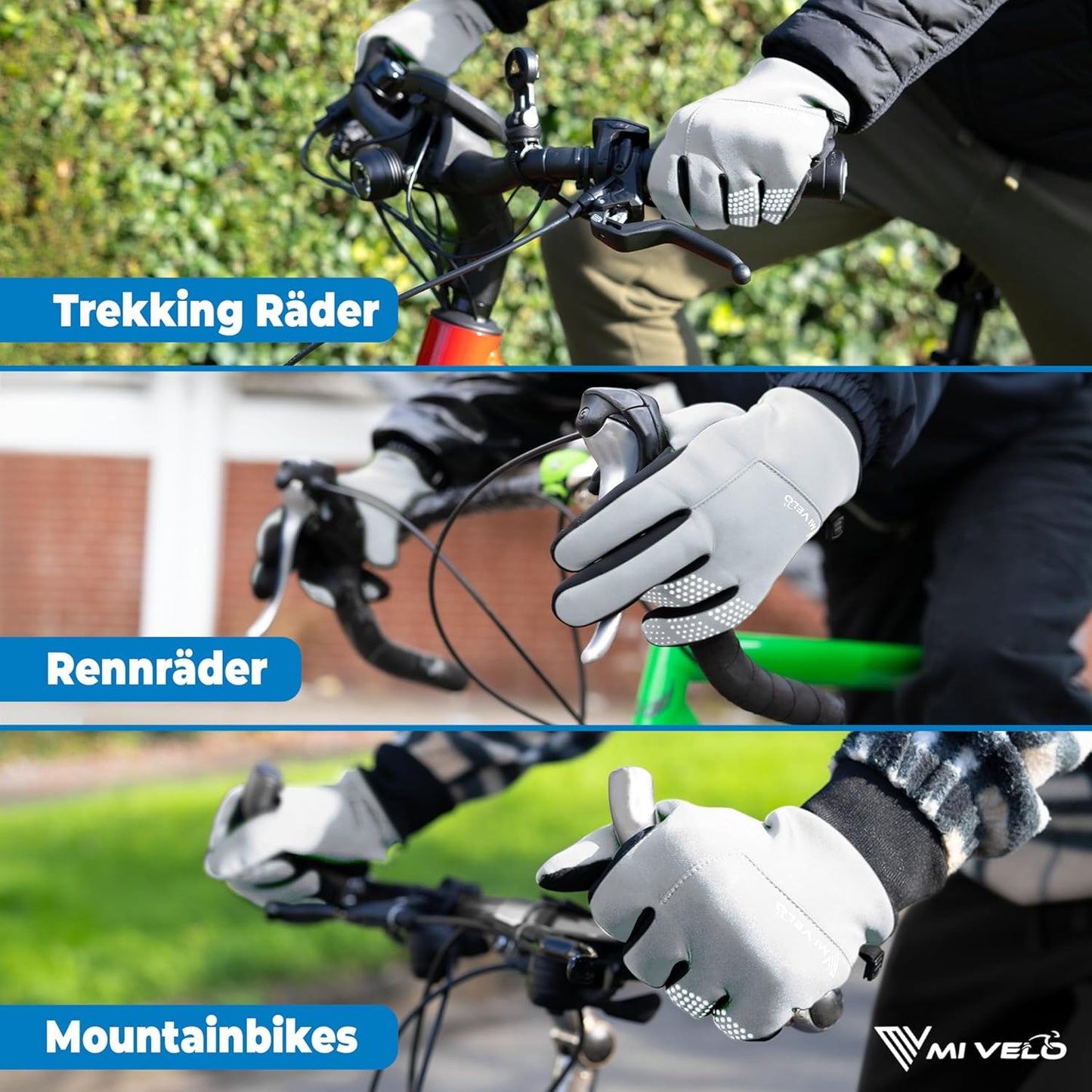 MIVELO Fietshandschoenen VELORIDER - Wind- en Waterdicht - Werkt met Touchscreens - Reflecterend - Maat M