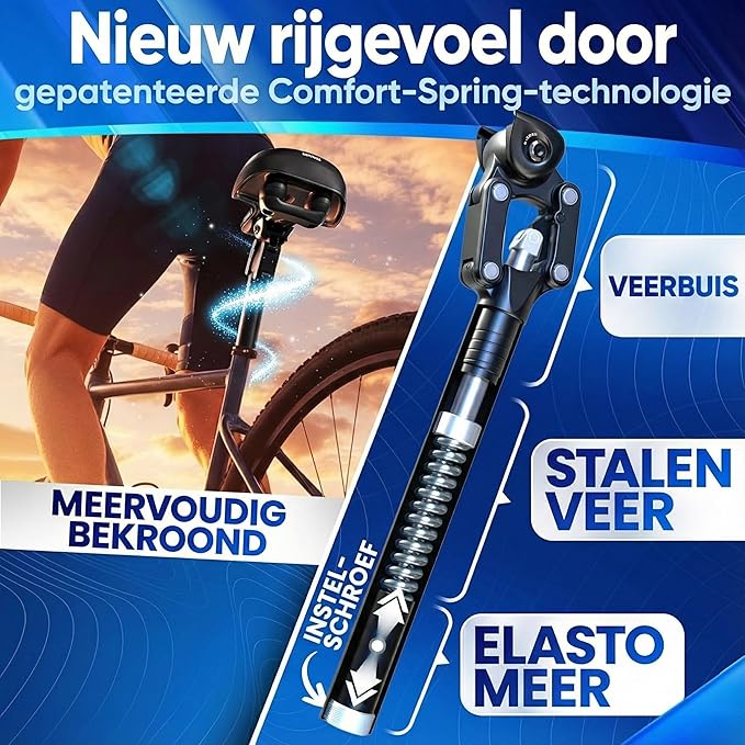 NEXTCOVER® Verende Zadelpen - Comfort-Spring technologie - Zwart - 34,9 mm mm