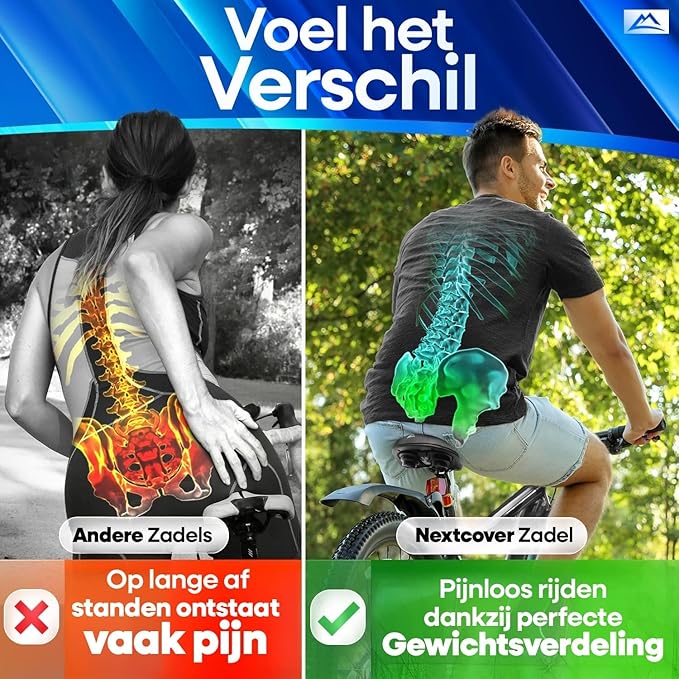 Nextcover ComfortPro Fietszadel - Memory Foam - Waterdicht - Ademend - Zwart