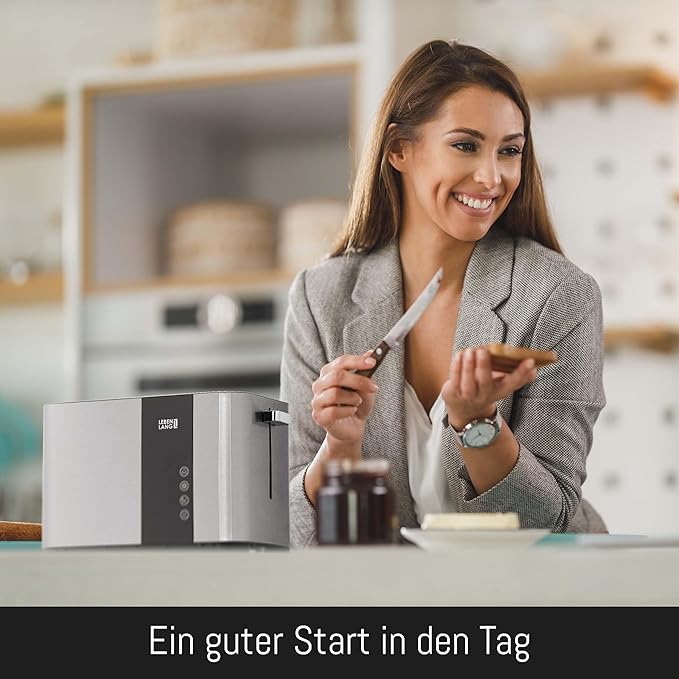 LEBENLANG Broodrooster met Lange Sleuf – 4 Sneetjes – Touchscreen LED – 7 Bruiningsstanden – 1400W