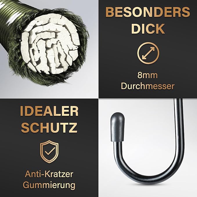 Heldenwerk Set van 10 rubberen spanbanden met haken – TÜV/GS-getest, elastisch, 30-100 cm, voor transport, camping en veiligheid