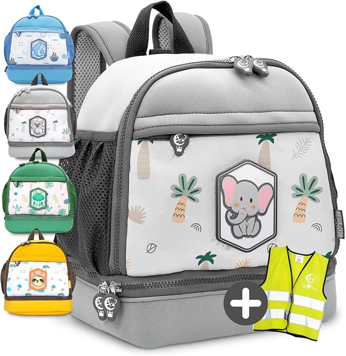 REISERACKER Kinderrugzak Adventure – 27 x 24,5 x 15 cm – Waterdichte Rugzak met Reflectie en Veiligheidsvest