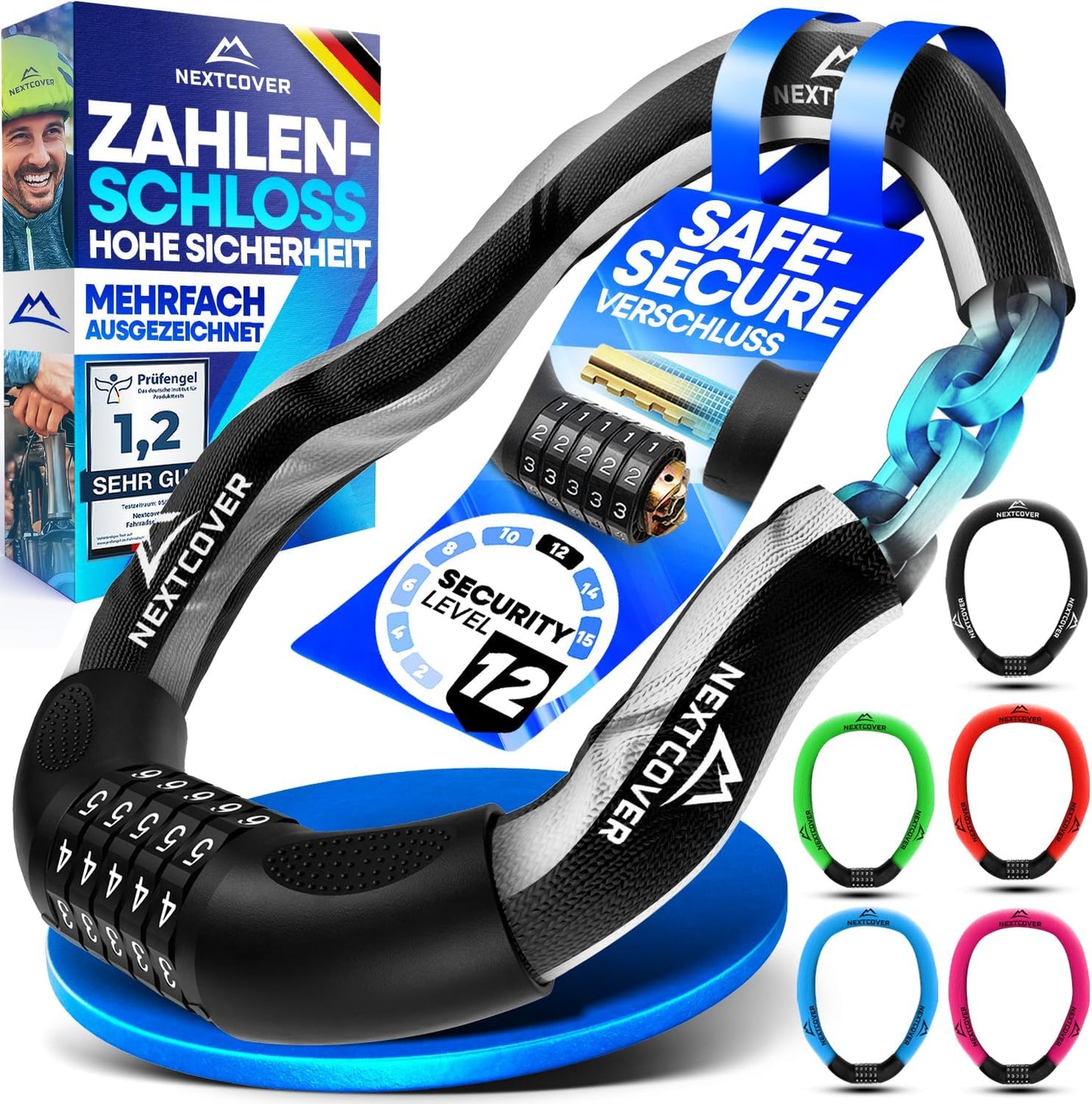 NEXTCOVER® Fietsslot met combinatiecode LockPro - hoge veiligheid - 5-cijferige combinatiecode