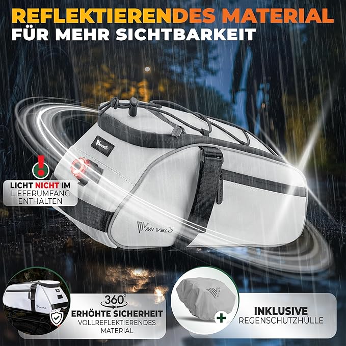 MIVELO Fietstas – Waterdicht & Volledig Reflecterend – 9 liter – Reflecterend