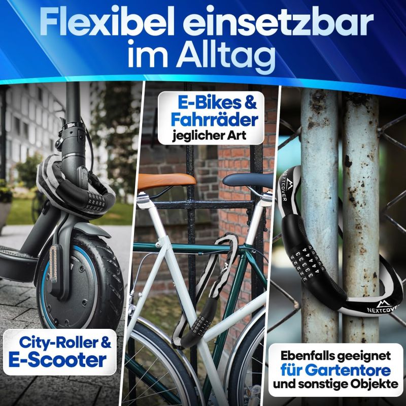 NEXTCOVER® Fietsslot met combinatiecode LockPro - hoge veiligheid - 5-cijferige combinatiecode