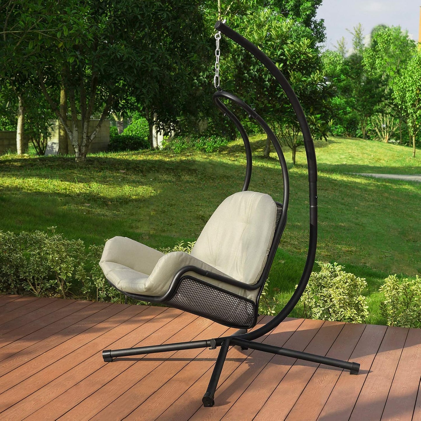SoBuy Hangstoel incl. Frame - Max. 150 kg - 103 x 125 x 190 cm - Créme