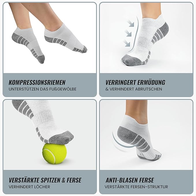 Heldenwerk Sneakersokken voor dames en heren 10 paar - Korte sportsokken met ademend katoen - Maat 39-42