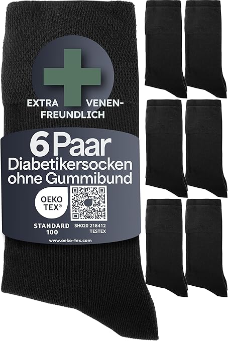 Heldenwerk Gezondheidssokken - 6 Paar - Zonder Knelboord & Naadloos - 97% Katoen - Ademend & Drukarm - Zwart - Maat 39-42