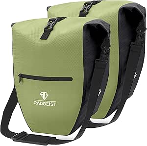 RADGEIST fietstas voor bagagedrager set - 2X tas voor fietsbagagedrager - bagagedraagtas waterdicht & schoudertas - fietstas met reflectoren