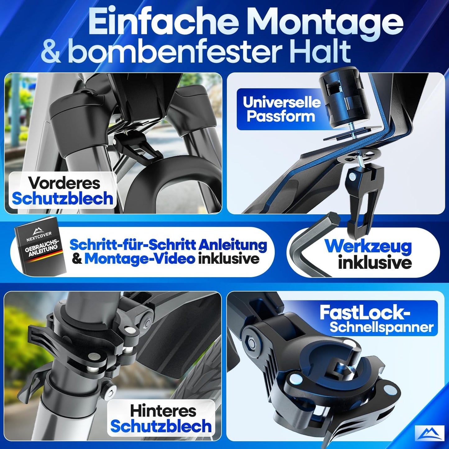Nextcover MTB Spatbord Set Voor- en Achter - Zwart - 60 x 8 x 1,3 cm - Geschikt voor 24-29 inch fietsen