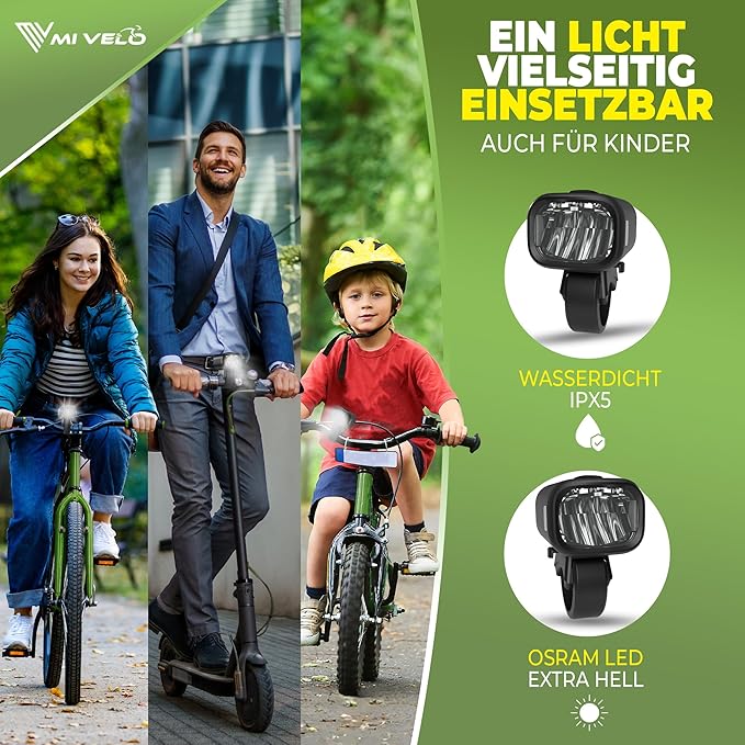 MIVELO Fietsverlichting Set – USB Oplaadbaar & Waterdicht – 100 Lux – Smart One
