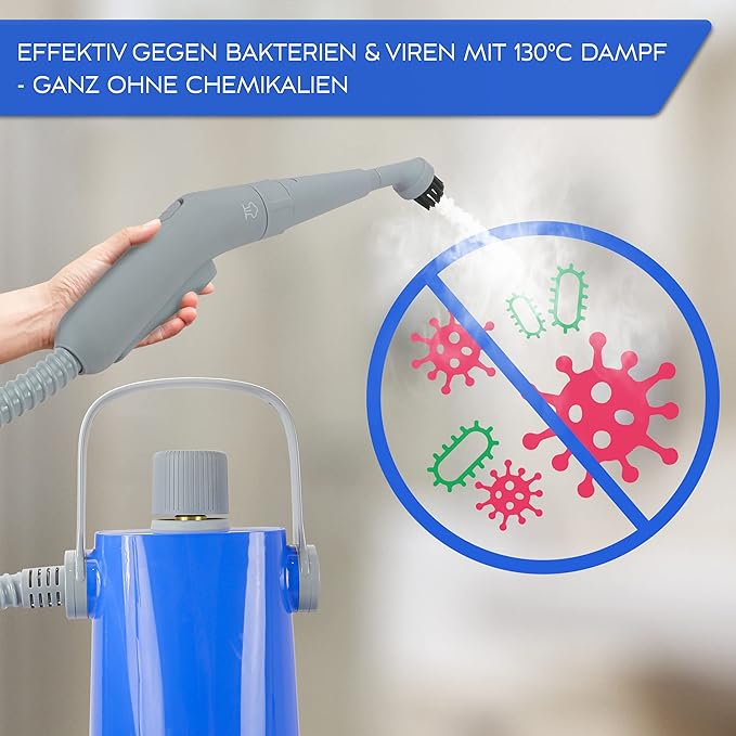 LEBENLANG - Elektrische stoomreiniger - Handapparaat - 3,5 bar en 1000 W - 12 x accessoires- Stoomreiniger voor alles