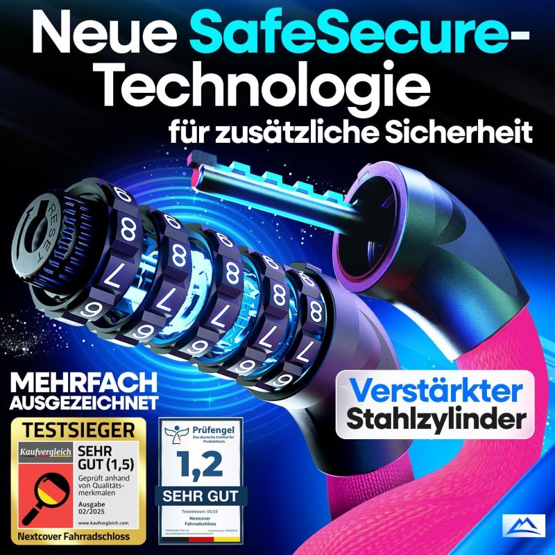 NEXTCOVER® Fietsslot LockOne met sleutel - hoge veiligheid - robuust & duurzaam - 3 sleutels