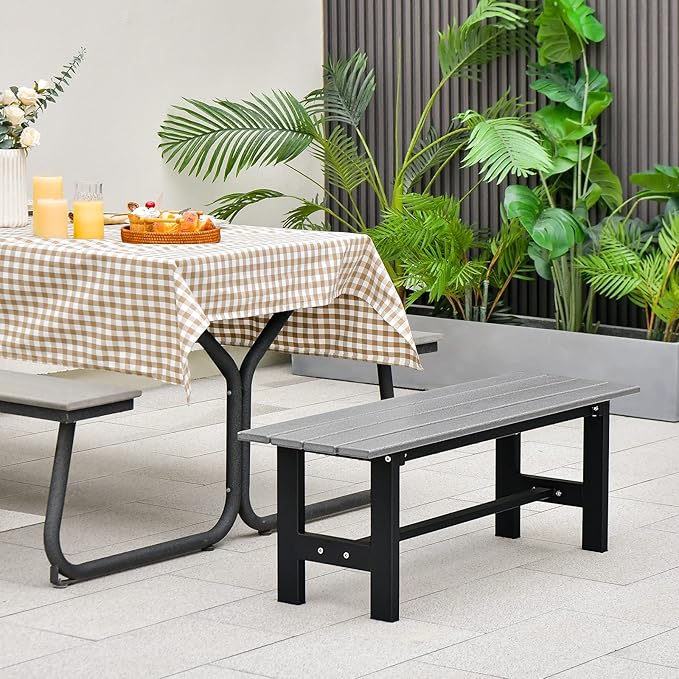 Coast Garden Bench voor 2 personen met sla tot 300 kg veerkrachtig 120 x 36 x 40,5 cm grijs