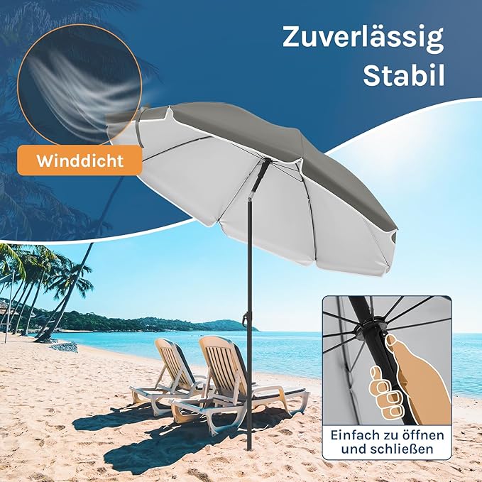 WOLTU GSS0007dgr03 - Balkon parasol 175 cm - UPF 50+ UV bescherming - Verstelbaar en kantelbaar - Donkergrijs