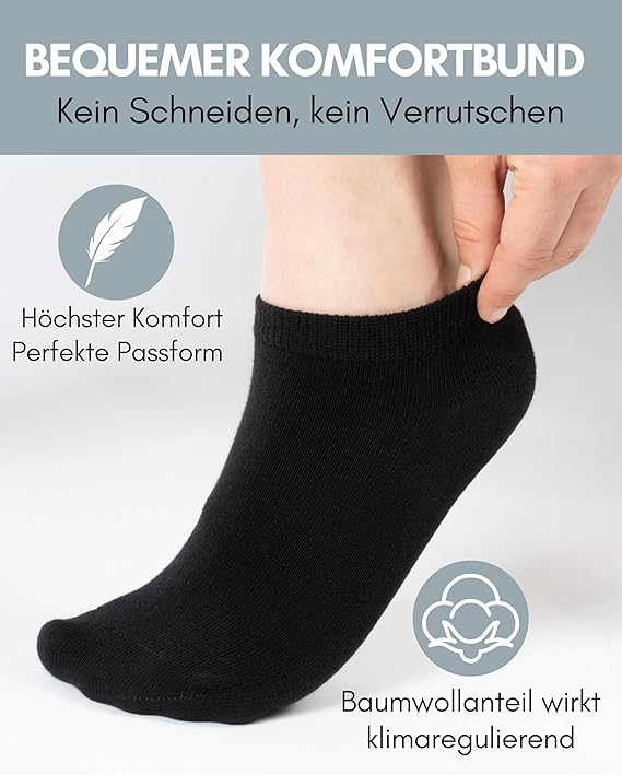 HELDENWERK Sneaker Sokken – Trainersokken voor Dames & Heren – Ademend Katoen & Anti-Zweet – Unisex Sportsokken – 10 Paar Zwart – Maat 35-38