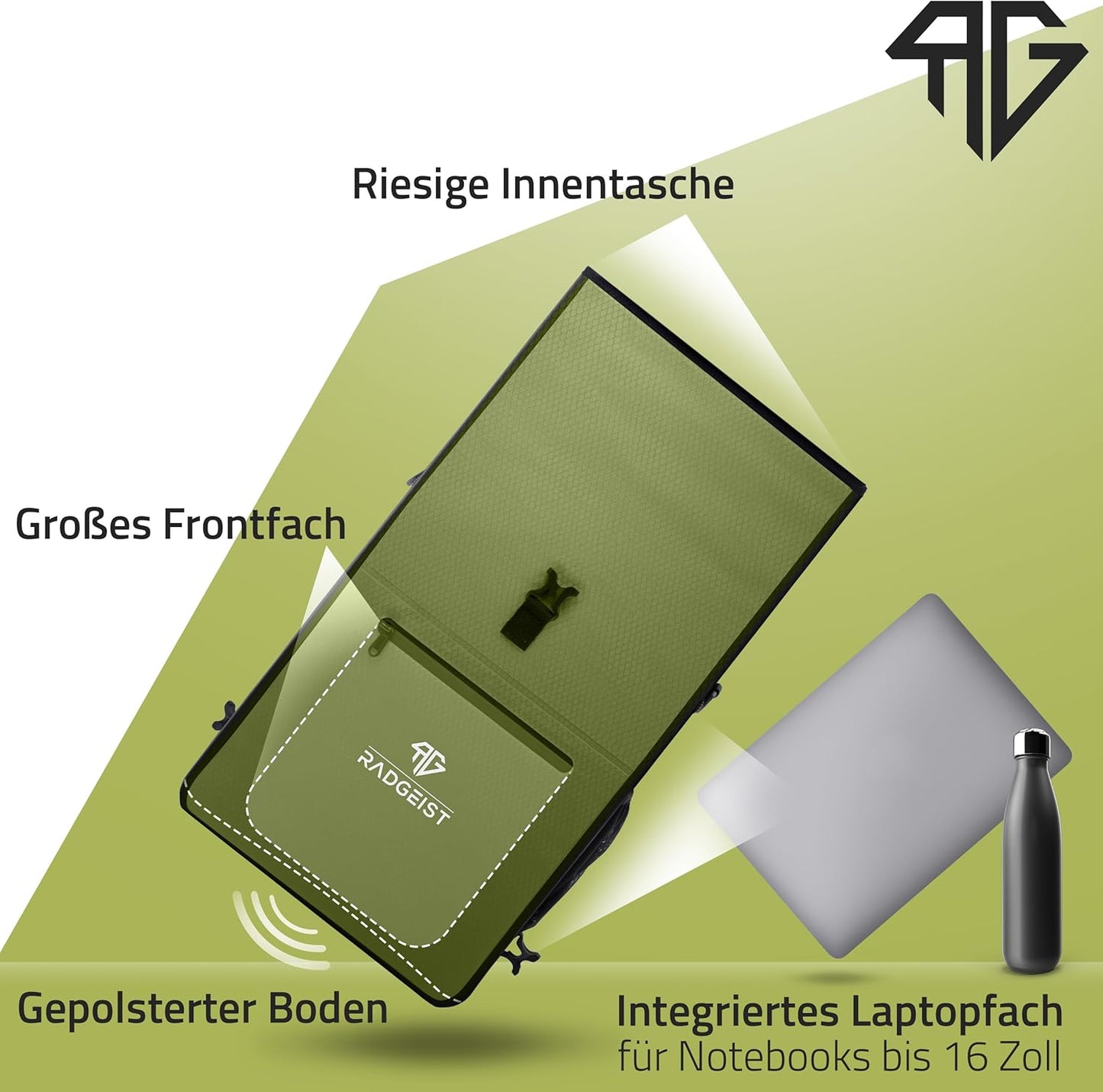 RADGEIST 3in1 fietstas voor bagagedrager I fietstas en rugzak 25L I 100% waterdicht