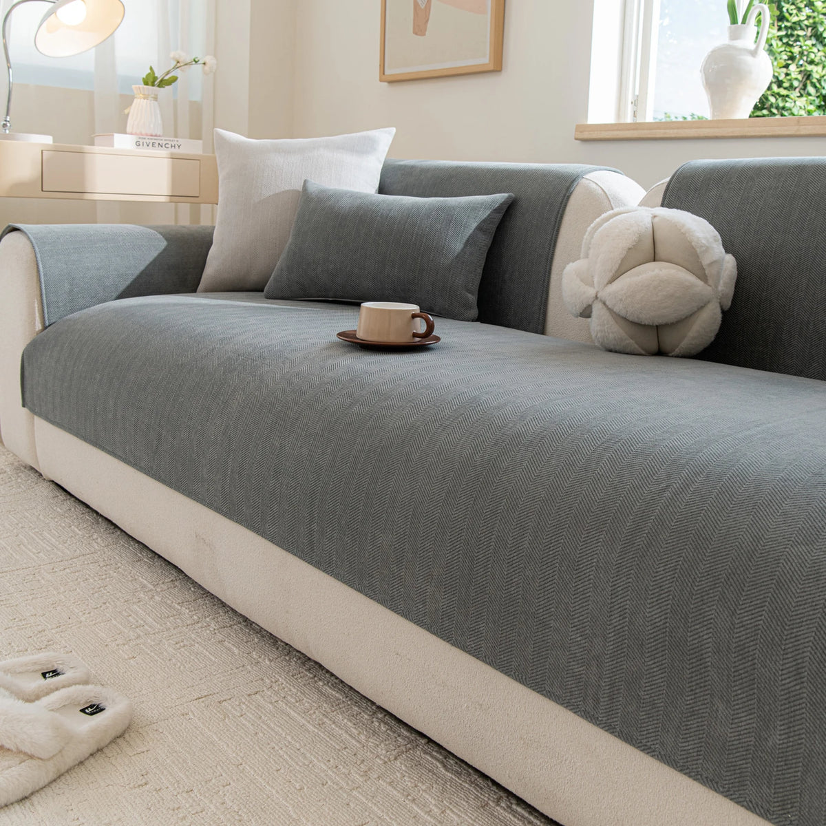 Ochama Sofahoes voor Zitgedeelte - 70 x 120 cm - Polyester - Antislip - Grijs