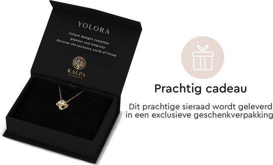 Yolora Dames Ketting met Hanger - Kalpa Camaka Kristal - Goudkleurig - 18K Geelgoud Verguld - Vrouwen Collier Goud - Sieraden - Luxe Giftbox - Geschenkdoos - Cadeau doos - Exclusieve Geschenkverpakking - Mooie Cadeauverpakking