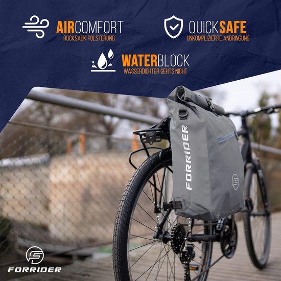 3-in-1 fietstas voor bagagedrager en rugzak - waterdicht - 27 liter - reflecterend - zadeltas voor fiets