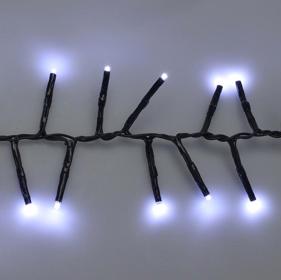 Maxi Cluster Kerstverlichting - 800 led - 12m - (ijs) wit - Timer - Lichtfuncties -Buiten-Binnen-Geheugen