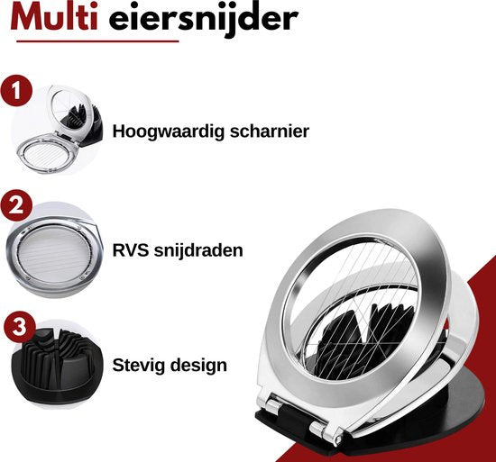VAIVE Eiersnijder Vaatwasserbestendig - RVS - Champignonsnijder - Keukengerei