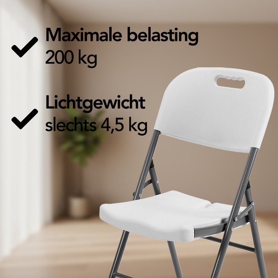 Brixy Klapstoelen – Set van 4 - Vouwstoelenset - Zware Kwaliteit - Weersbestending - Opvouwbare Stoelen - 47 x 54 x 87 CM – Wit