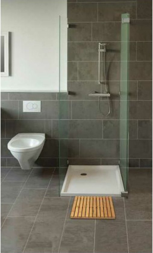 WENKO Douchevlonder 50x50cm bamboe - FSC hout - Badmat Indoor & Outdoor - Douchemat