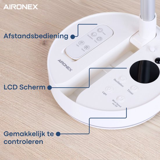 Aironex Opvouwbare Draagbare Ventilator – Stille Tafelventilator & Staande Ventilator – USB Oplaadbaar en Draadloos met LED-licht – Compacte Mini Ventilator voor Bureau, Slaapkamer, Thuis, Kantoor & Camping - Ventilatoren