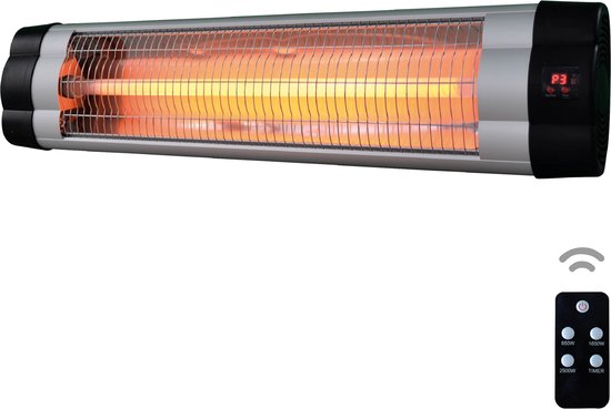 BRASQ Elektrische Terrasverwarmer Hangend PHW200 - 87 × 9 × 19 cm - Infrarood Heater 2500W - met Afstandsbediening en timer - 3 warmtestanden - Voor binnen en buiten - Spatwaterdicht - Zwart