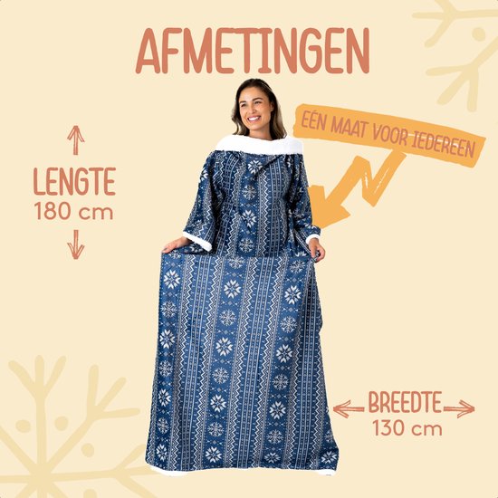Cosas - Hoodie deken - Plaid met mouwen - Blauw - 180x130cm