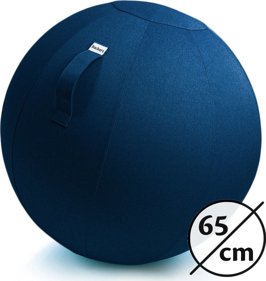 Bckz Zitbal Linnen 65 CM - Zitballen met Hoes - Balanskruk – Luxe Yoga Bal - Ergonomische Bureaustoel Bal - Donkerblauw