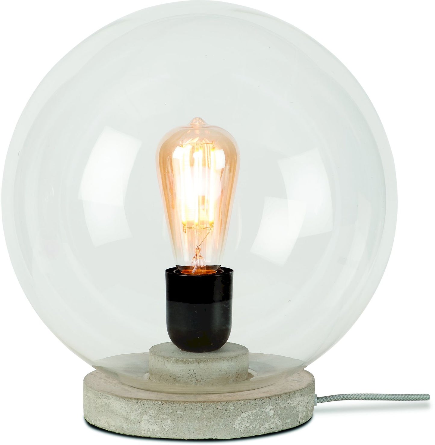 Tafellamp glas/cement Warsaw dia.32cm transparant/grijs