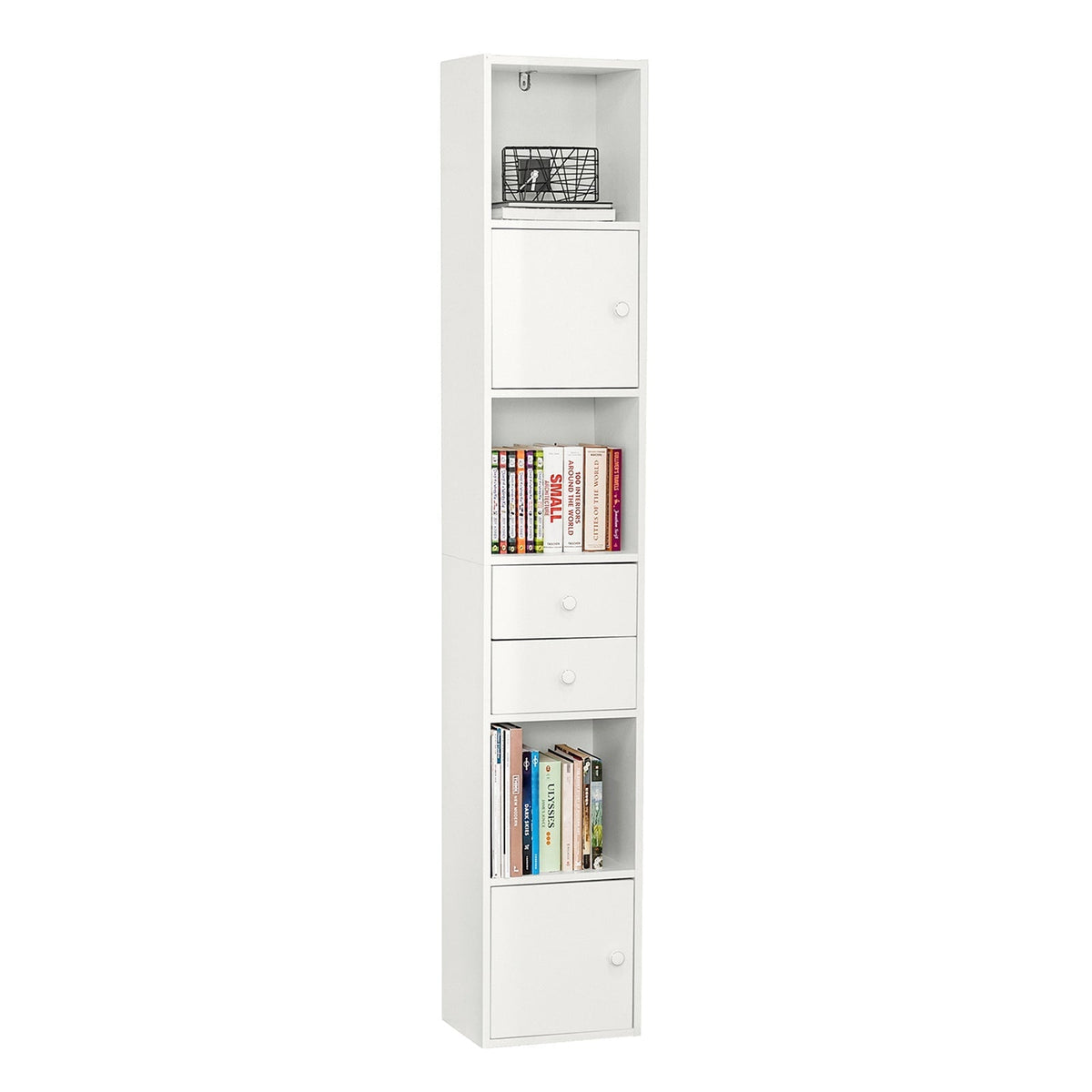 SoBuy Boekenkast - Kolomkast - Max. 40 kg - 33 x 42 x 188 cm - Wit