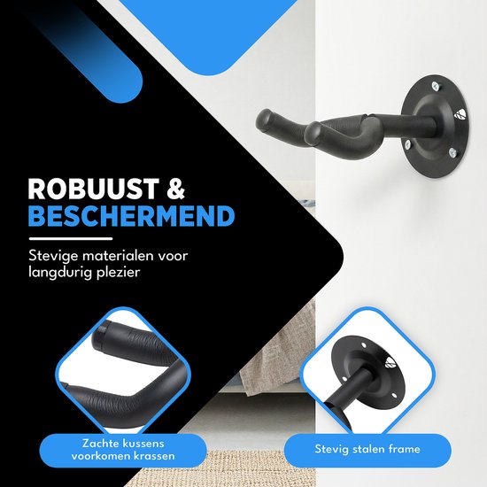 Finesse Gitaar Muurbeugel - 2-Pack - met Plectrums - Wandbeugel - Gitaarstandaard
