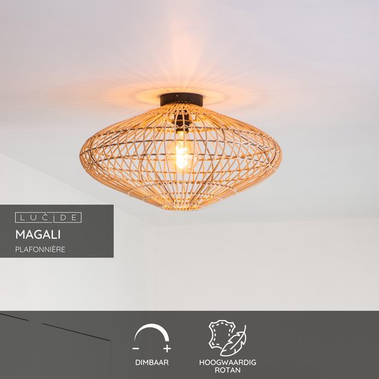 Lucide MAGALI - Plafonnière (Plafondlamp) - Ø 56 cm - 1xE27 - Naturel