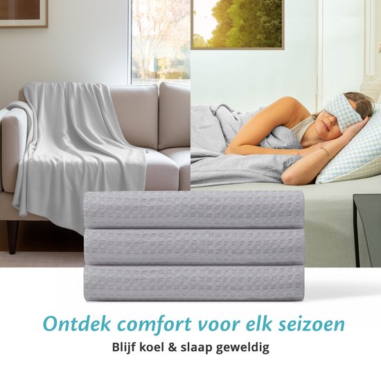 EL-Life Koeldeken 135x200 cm - 100% Bio-Tencel - Zelfkoelende deken - Cooling blanket - Zomerdekbed - Zomerdeken - Mistig grijs