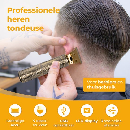 Nuvance - Tondeuse Mannen - LED Display - Incl Opzetstukken - Baardtrimmer en Trimmer Mannen - Usb C Oplaadbaar - Clipper