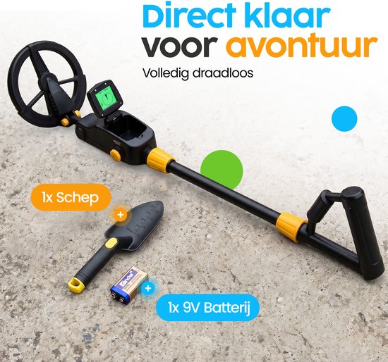 Infinity Goods Metaaldetector Junior - Voor Kinderen - Waterdicht & Lichtgewicht - Verstelbaar - LCD Scherm - Incl. Batterijen en Schep